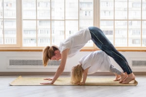 exercise with kids family yoga